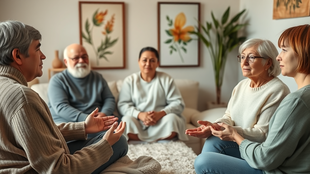mental health group therapy, supportive session, stress management for optimal health