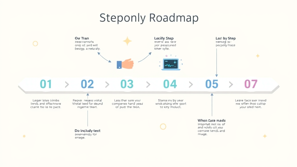step-by-step roadmap infographic for website content development, icons for each content creation phase