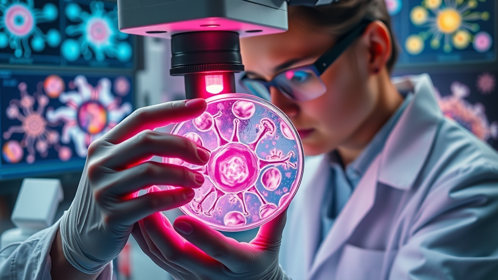Stem cell innovation in tissue engineering: Scientist observes cell culture for regeneration