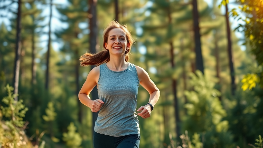 happy healthy person jogging outdoors after using organic health supplements - organic health supplements skin health chaga mushroom