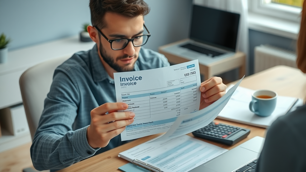 patient reviewing medical invoice and insurance coverage for stem cell treatment