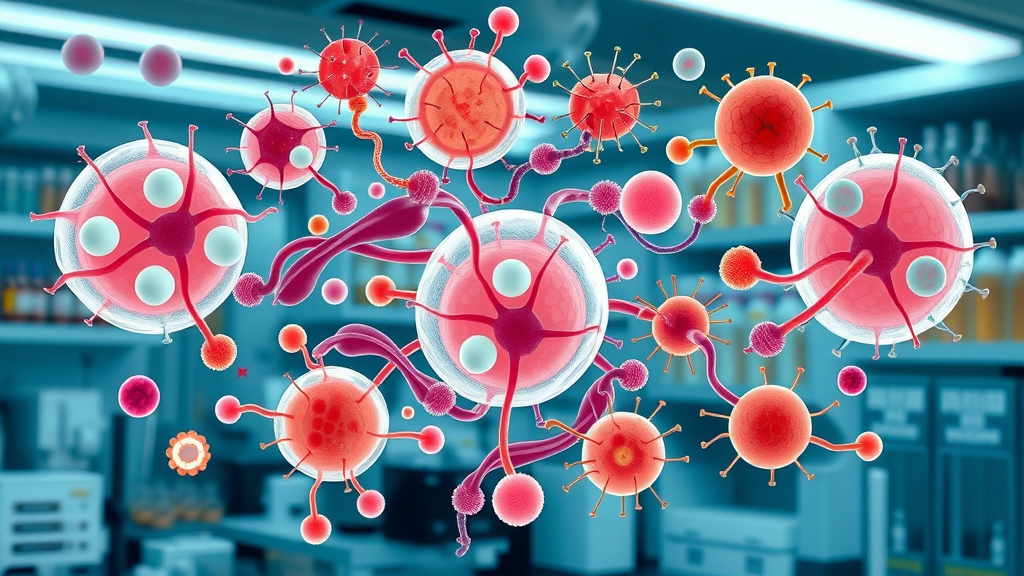 diverse stem cells, scientific cell regeneration visualization, differentiating into muscle, bone, nerve, tissue engineering