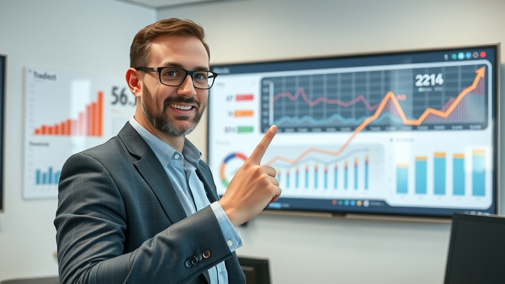 business leader analyzing analytics from blog content creation services case study showing increased traffic and conversion