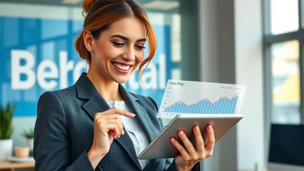 Strategic businesswoman reviewing blog analytics driven by blog writing services