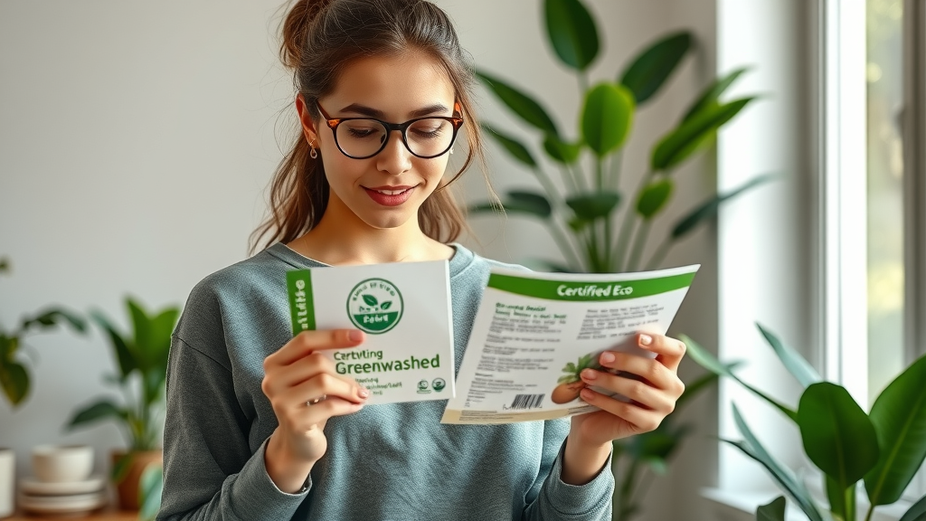 parent learning to avoid greenwashing for non-toxic lifestyle choices
