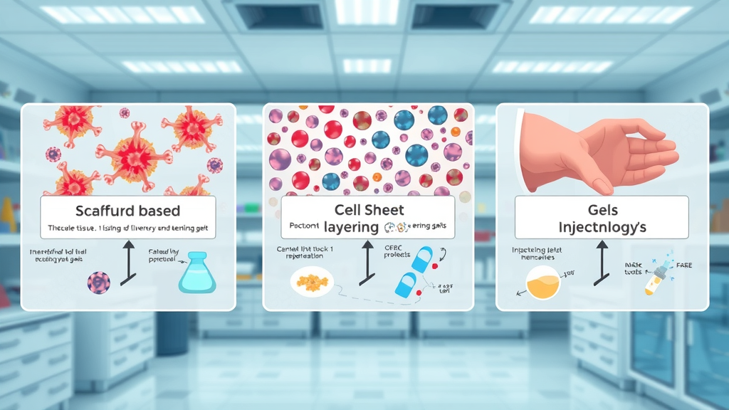 Types of tissue engineering: Scaffold-based, cell sheet layering, injectable gels in medical lab