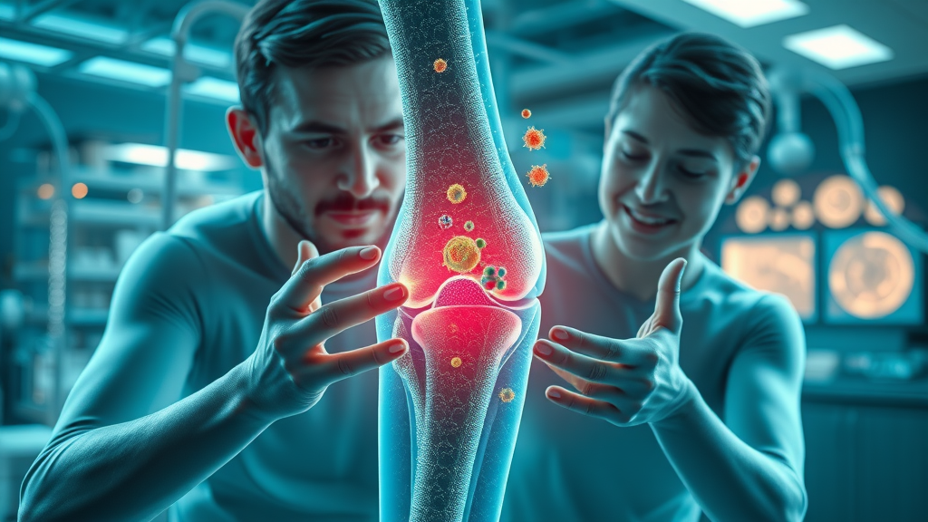 human stem cells repairing damaged tissue in knee joint
