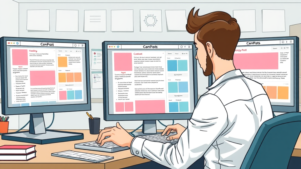 Detailed blog post layout with headings, images, and content editor