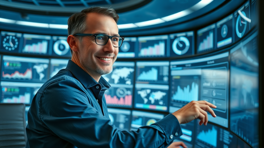 Analytical marketer reviewing content marketing KPIs and dashboards for campaign performance