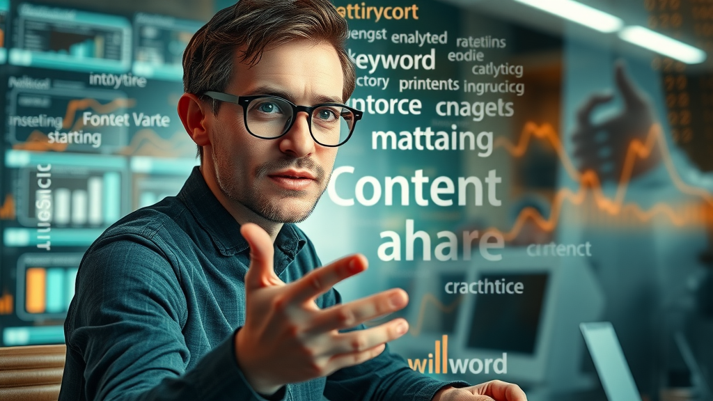 inspired content strategist with keyword cloud brainstorming for content optimization