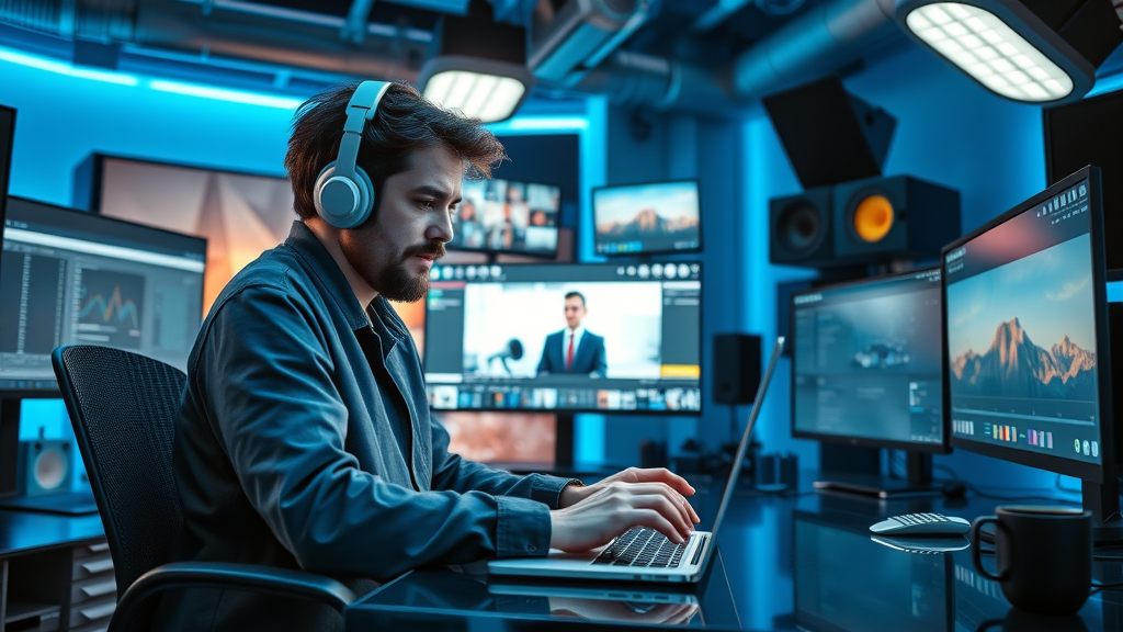 Creative marketer editing engaging video content for marketing strategy
